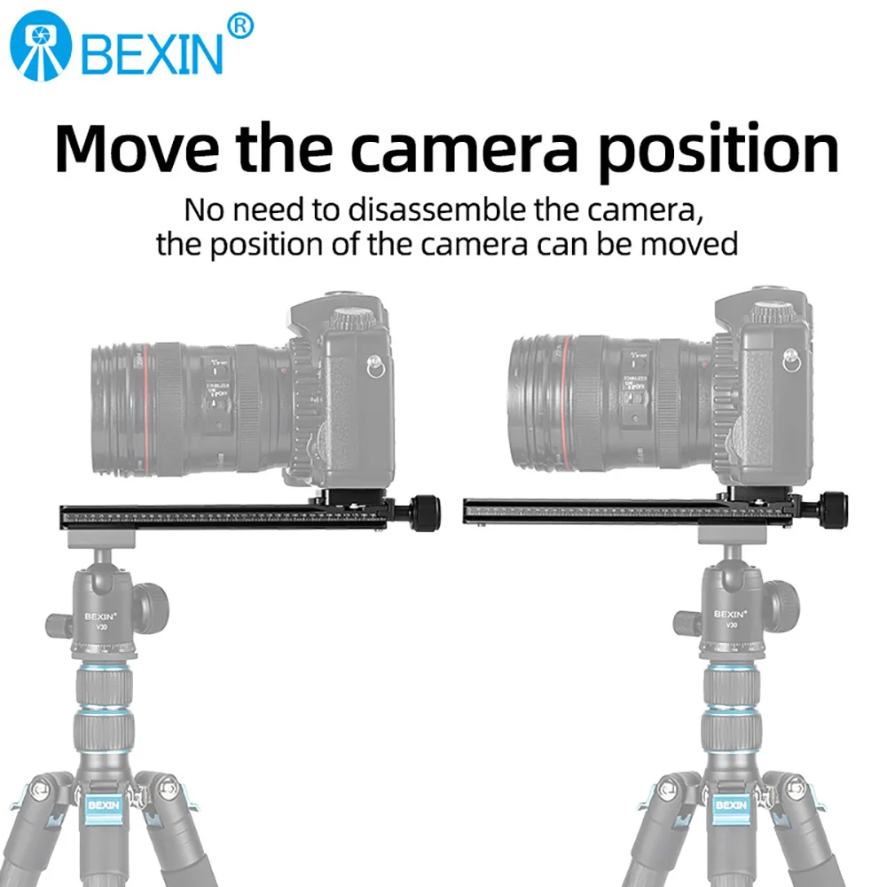 Binario di scorrimento RRS Morsetto per piastra a sgancio rapido lungo Staffa di supporto per obiettivo zoom a fuoco lungo per testa a sfera per fotocamera con treppiede Arca Swiss