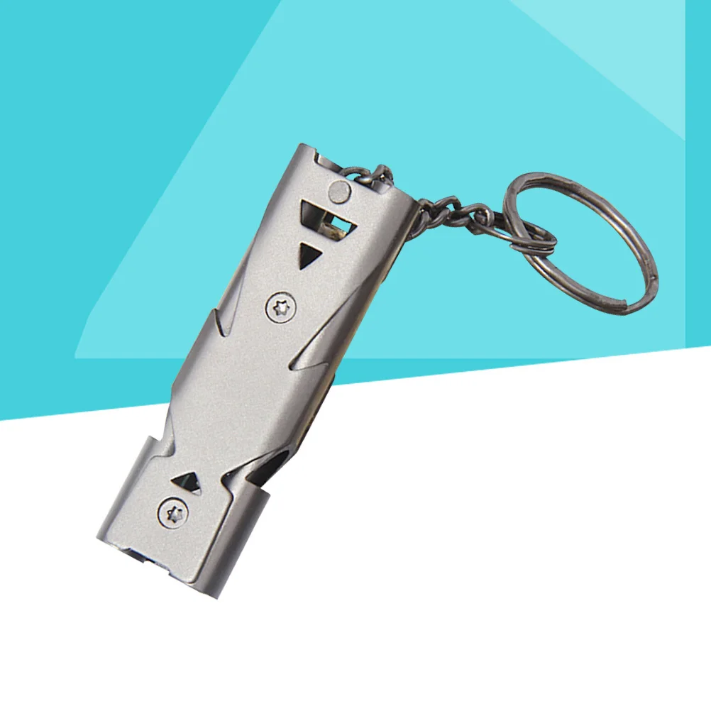 Compact Dual Tone Whistle Stainless Steel Waterproof for Emergency Survival Outdoor Sports Camping Hiking Diving Keychain Silver