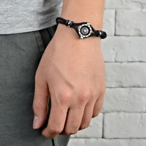 Retro Multifunctional Woven Wristband, European and American Style Compass, Couple Bracelet, Retro Style