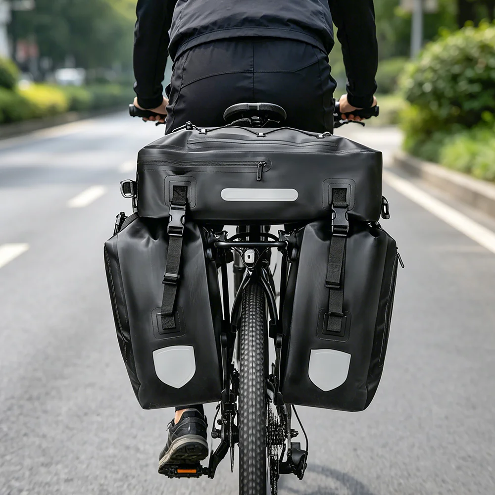 NEWBOLER 75L 3-in-1 Wasserdichte Fahrrad-Gepäckträgertasche MTB Rennrad-Tasche Große Kapazität Reisegepäckträger Satteltasche – Detail 13