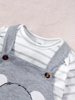 Baby Boy Koala Outfit Set 3 2Pcs Baby Boy Clothing Outfit Set Striped Long Sleeve Bodysuit Koala Print Overalls for 0-18 Months Infant Autumn Casual Clothes 3