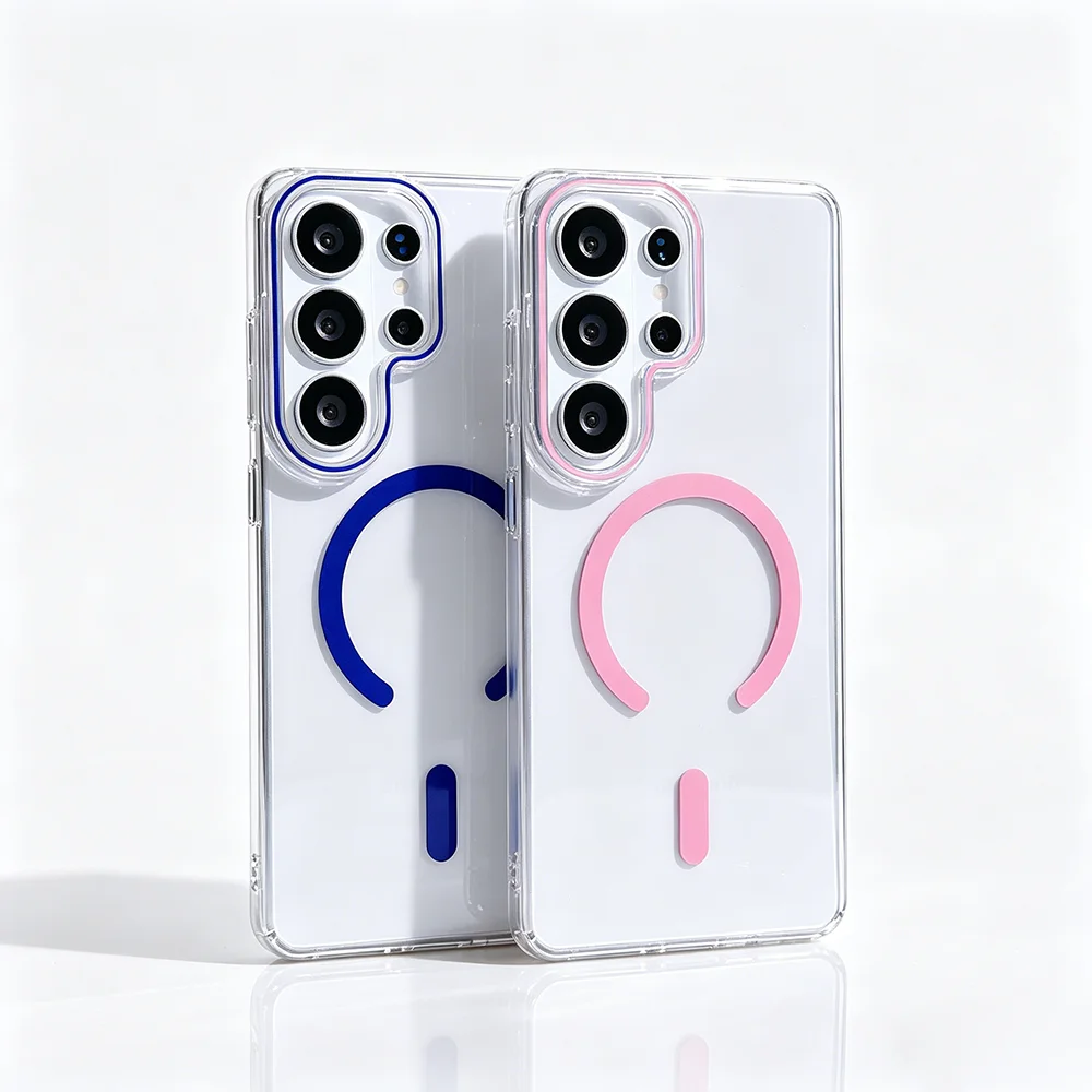 Magnetic Magsafe Clear Case for Samsung Galaxy S26/S25 Plus/S24/S23 Ultra, Luxury Candy Color Hard PC Transparent Cover Shell ﻿