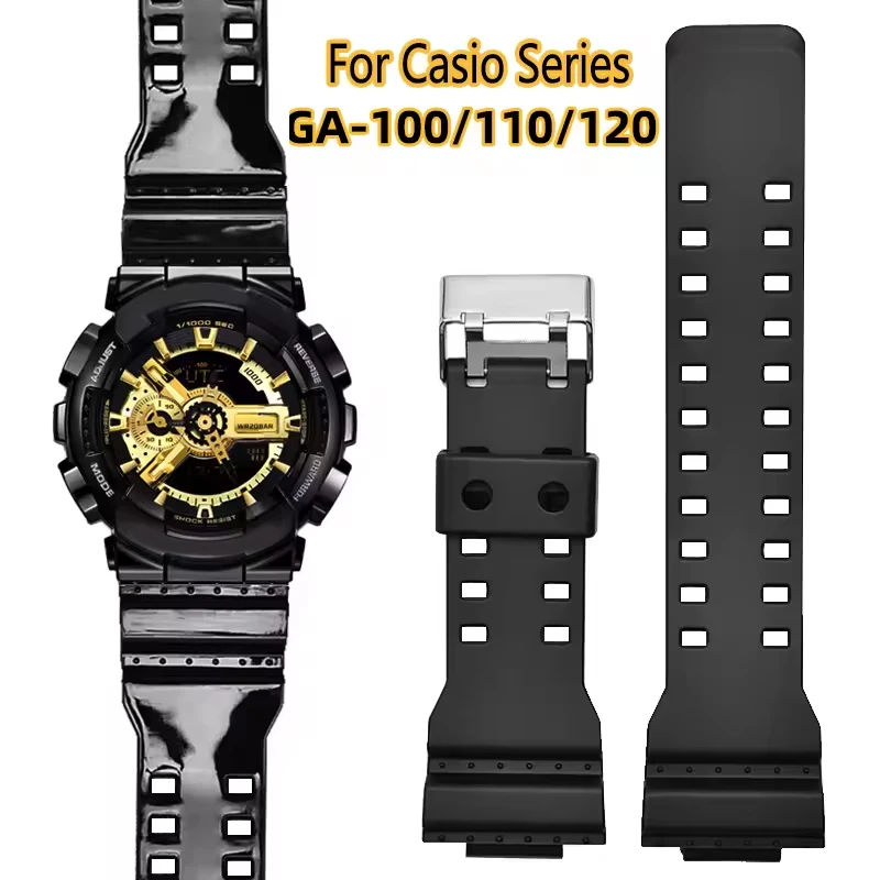 

For Casio Watch strap GA100/110 GD120 GA-100 Black Gold Silicone Resin Matt gloss Watchband G-SHOCK Men's And Women Accessories