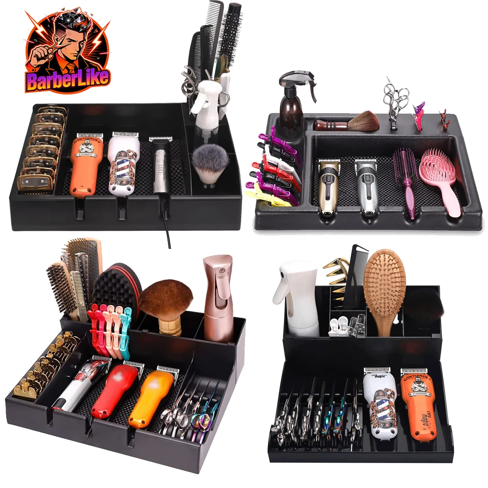 Barbershop Haircut Tools Organizer Electric Hair Trimmer Clipper Tray Comb Holder Desktop Accessory for Salon