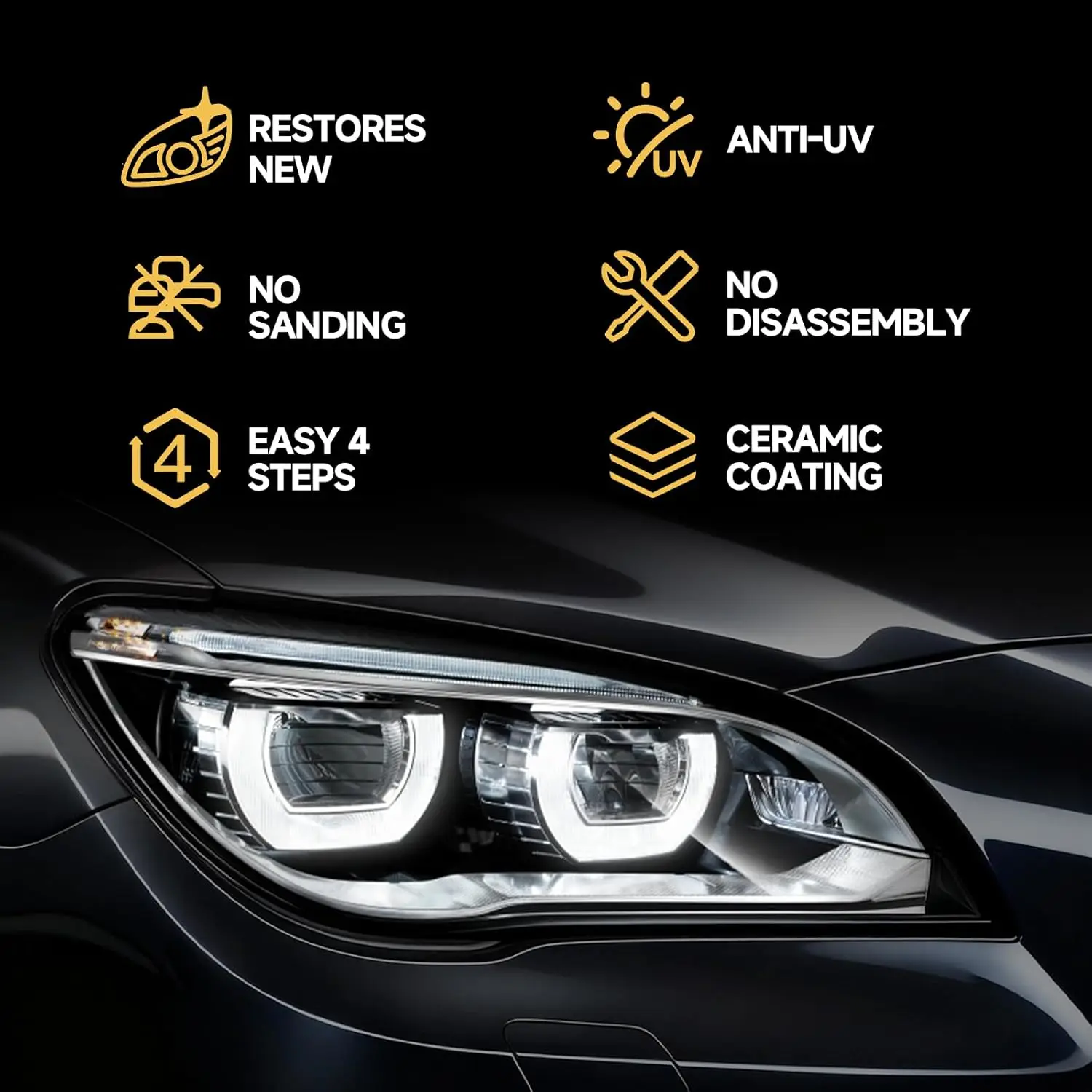 Car Headlight Restoration Kit Restoring To Like-New Condition Covers 3 Vehicle Headlight Treatments Headlight Cleaner Restorer