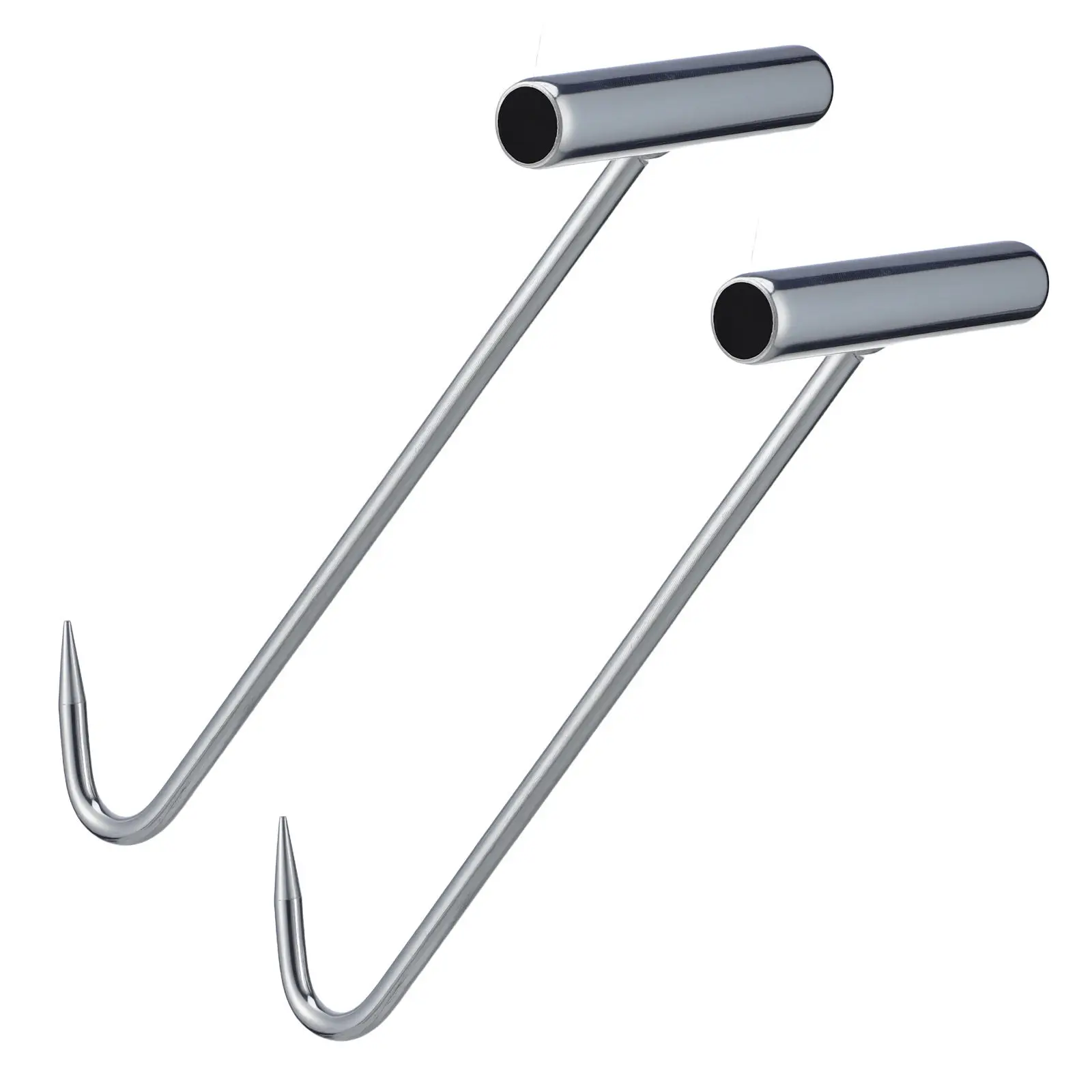 2Pcs Manhole Cover Hook Heavy Duty Iron Pull Tool for Drain Grate Lifting T-Shape Handle for Sewer Well Lid and Roller Shutter