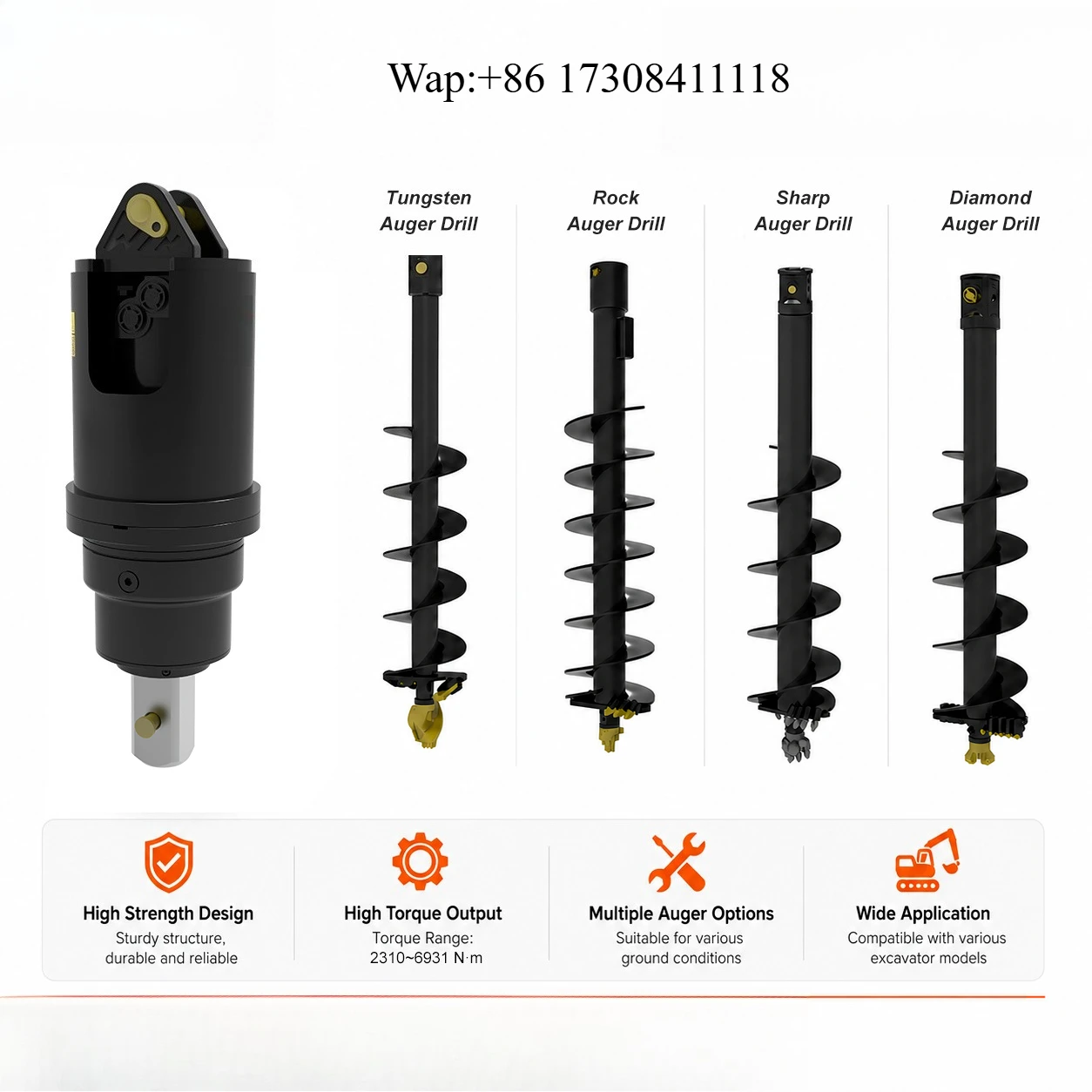 New Design RAY Hydraulic Garden Planting Post Hole Auger Drill Hole Digging Earth Auger for Fence Post