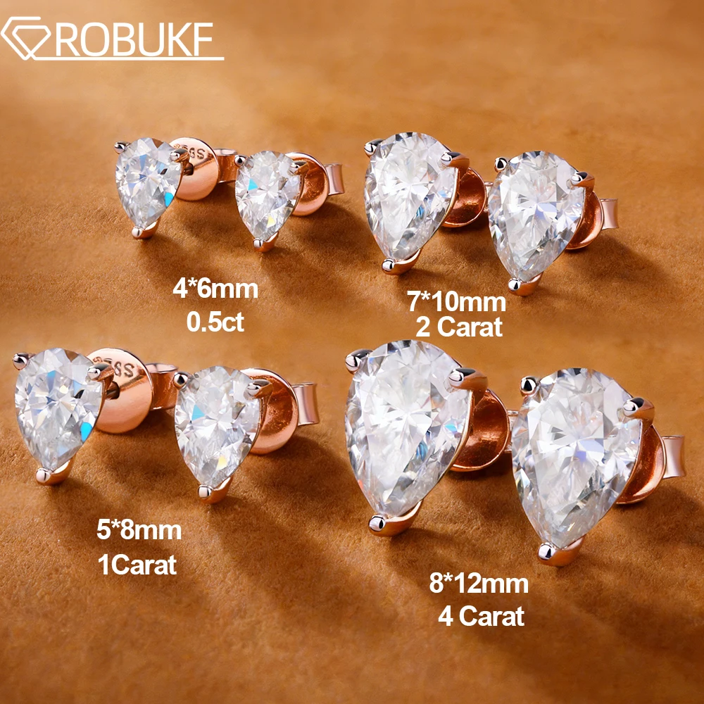 

Серьги-гвоздики с муассанитом грушевидной огранки 0,5-4 карата для женщин и мужчин, лабораторные бриллианты, сертифицированные S925, серебро, серьги-гвоздики в форме капли воды, вечерние ювелирные изделия