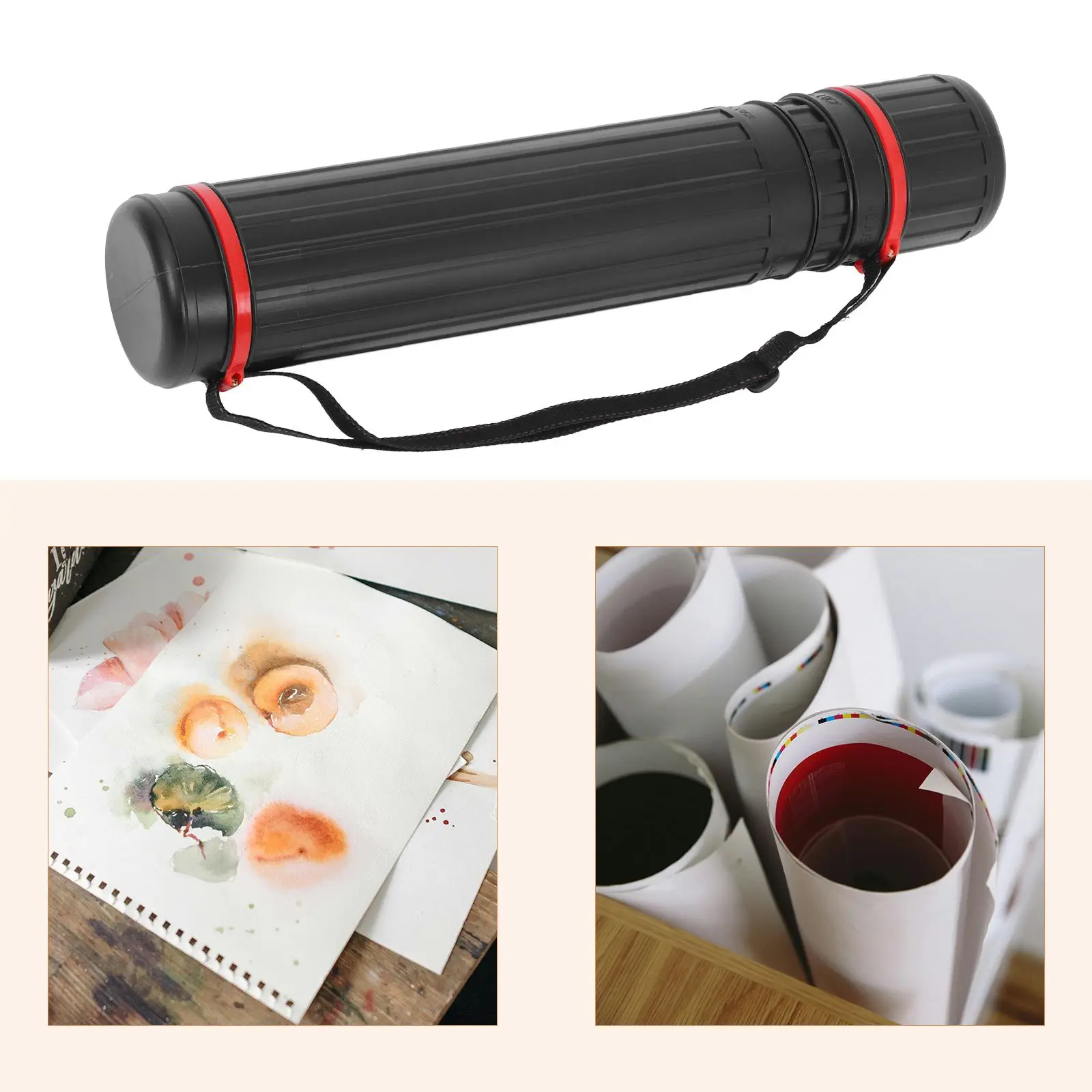 Tubo de armazenamento telescópico de plástico, suporte ajustável para pôster, desenho multifuncional, tubo de transporte, arte extensível, envio postal