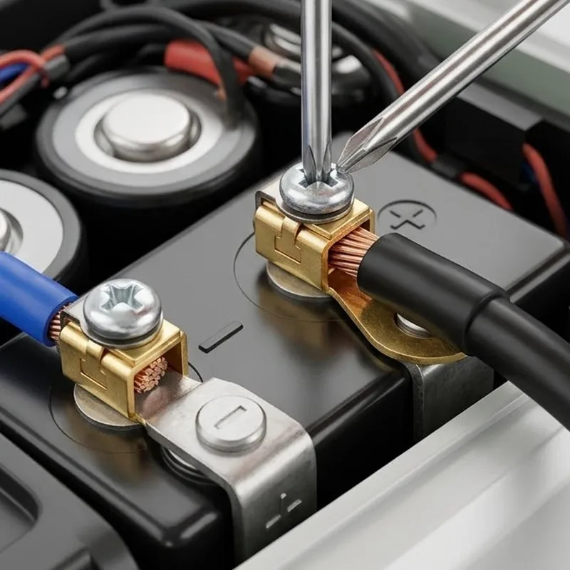 Car Battery Terminal Blocks with Terminal Collet Set Accessories Connectors Solid Copper Crimp Connectors Replacement Battery view 3