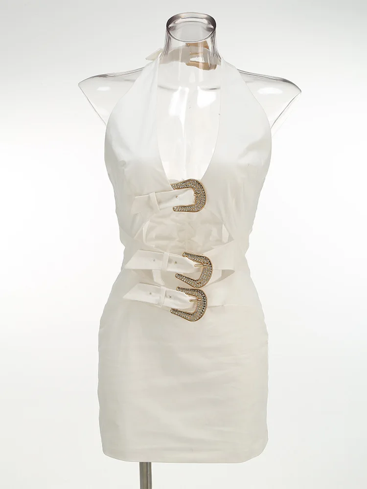 セクシーなホルターパーティードレス女性の高級誕生日衣装 2025 秋背中の開いた女性のドレスエレガントでシックなボディコンウエディングドレス