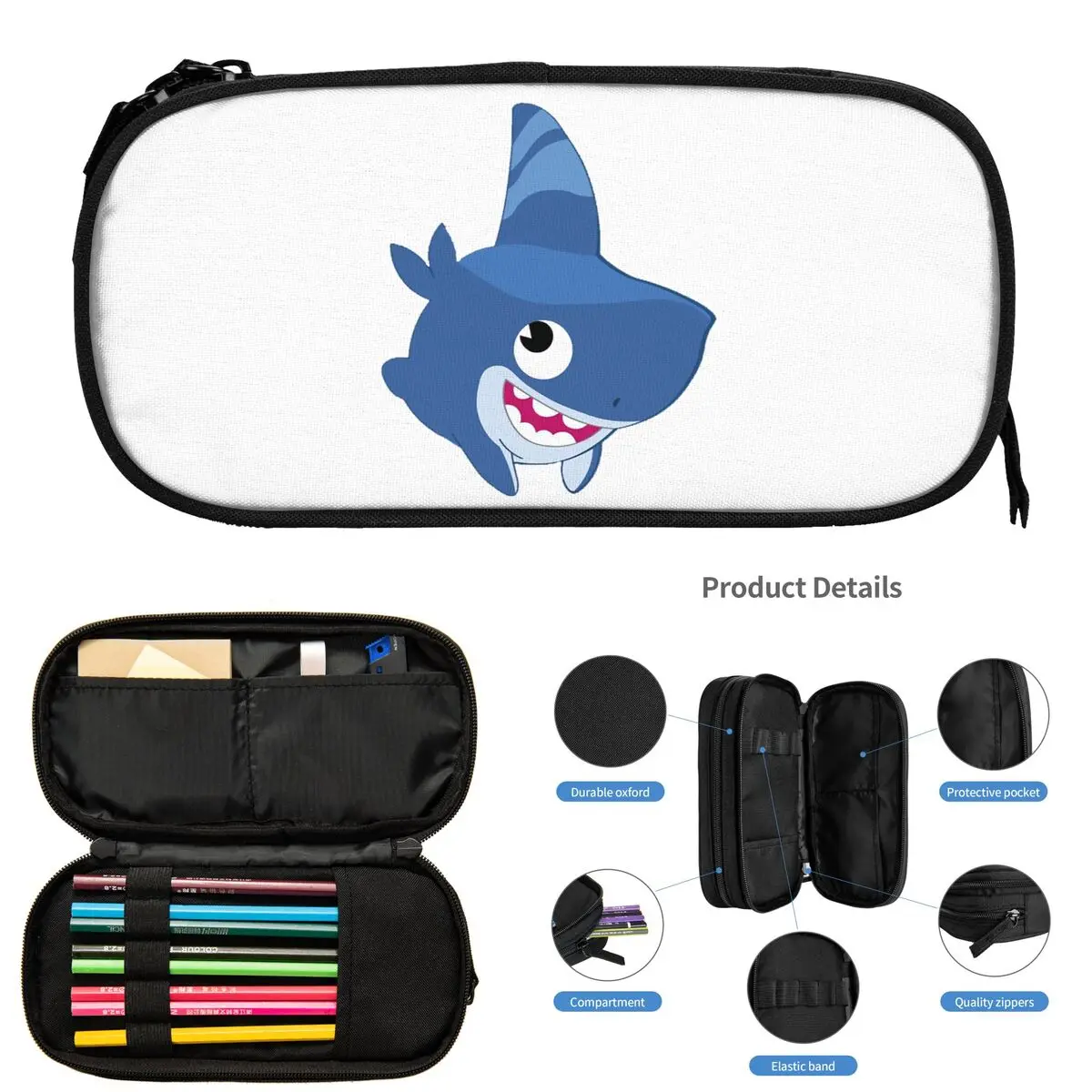 

Funny Shark Dog Pencil Cases for Students School Pen Box Pencil Bag Large Capacity Pencil Pouch Storage Stationery Supplies