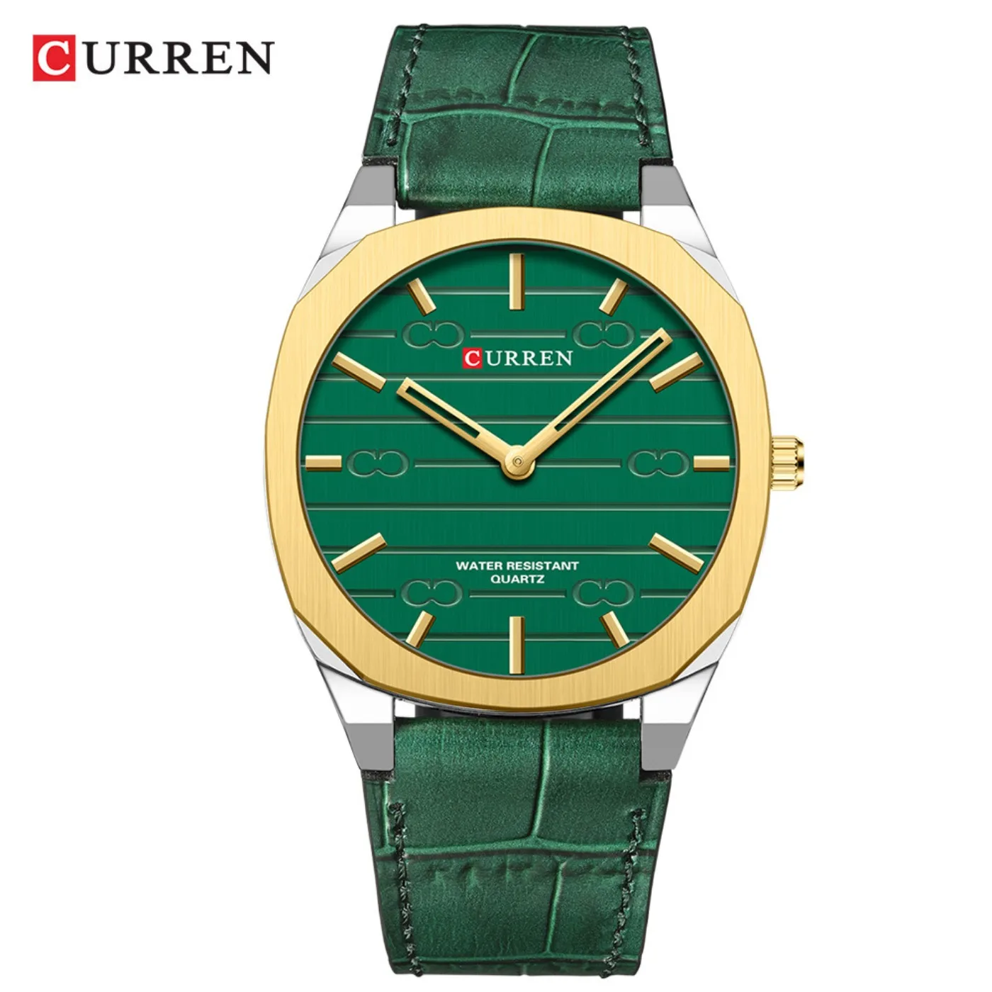 CURREN Men's Minimalist No Seconds Hand Design Quartz Watch Fashion Slim Lightweight Leather Strap Wristwatches 8480