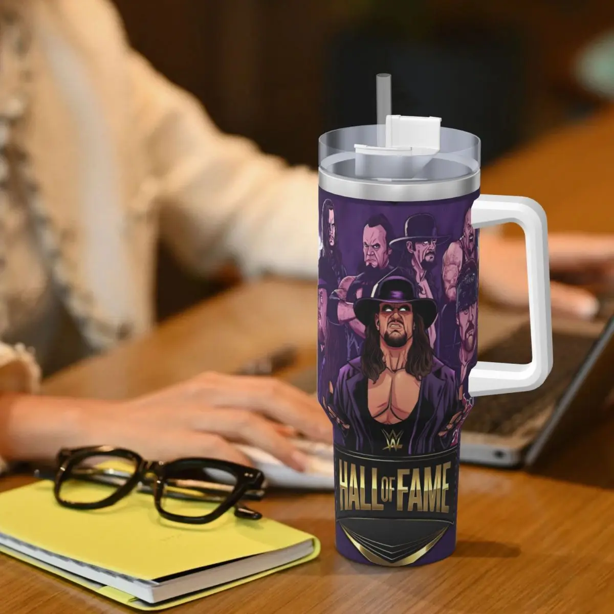 بهلوان من الفولاذ المقاوم للصدأ، كوب حراري للمصارعة Undertaker معزول، أكواب باردة وساخنة، زجاجة مياه بتصميم مسافر