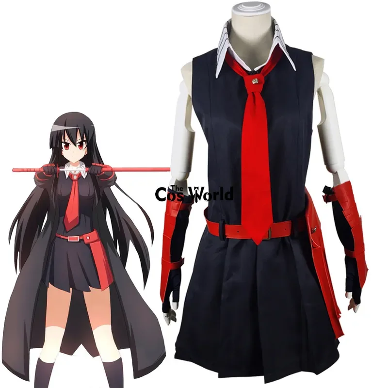 Akame ga KILL Akame Black Sleeveless Dress Uniform Outfit Anime Cosplay Costues