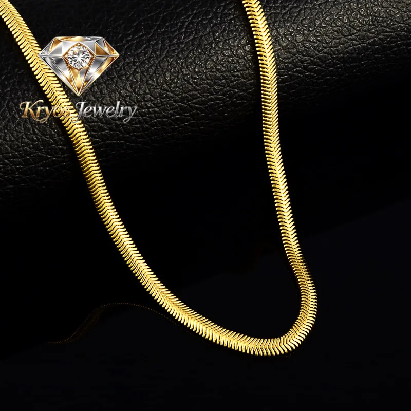 Kryos Jewelry Unisex Flat Snake Necklace 24K Gold AU999 - Unisex style, delicate 24K luster, AU999 guarantee, exquisite craft fo