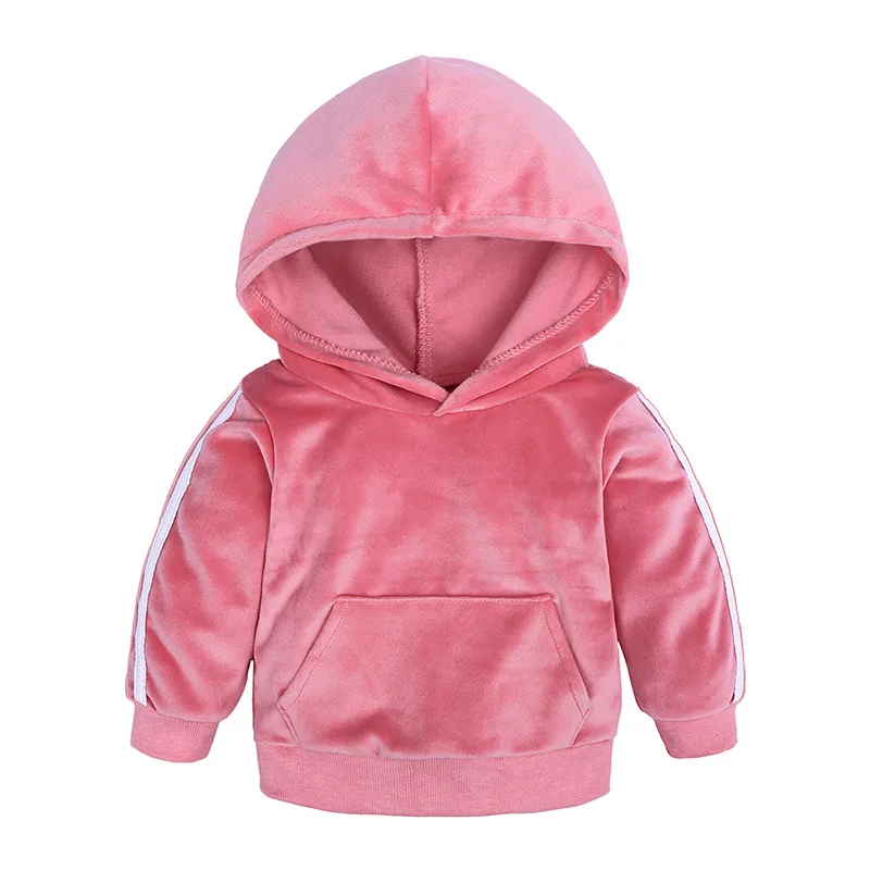 2 pcs Set Wholesale Kids Tracksuits Baby Hoodies Pants INS Pleuche Girls Sportswear Leisure Wear Children Hooded Casual Pullover