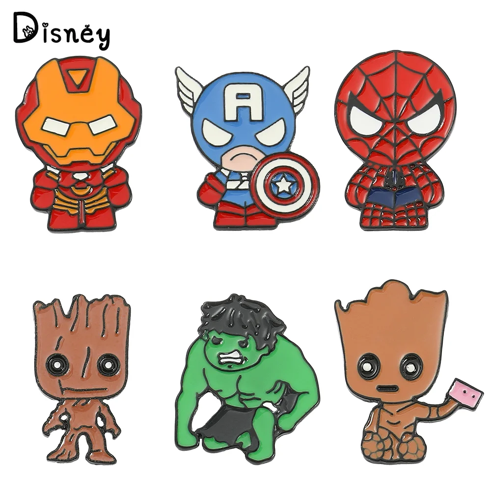 Marvel Superhero Brooch Avengers Spiderman Iron Man Badge Enamel Brooch Clothing Backpack Pin Decoration Jewelry Accessories