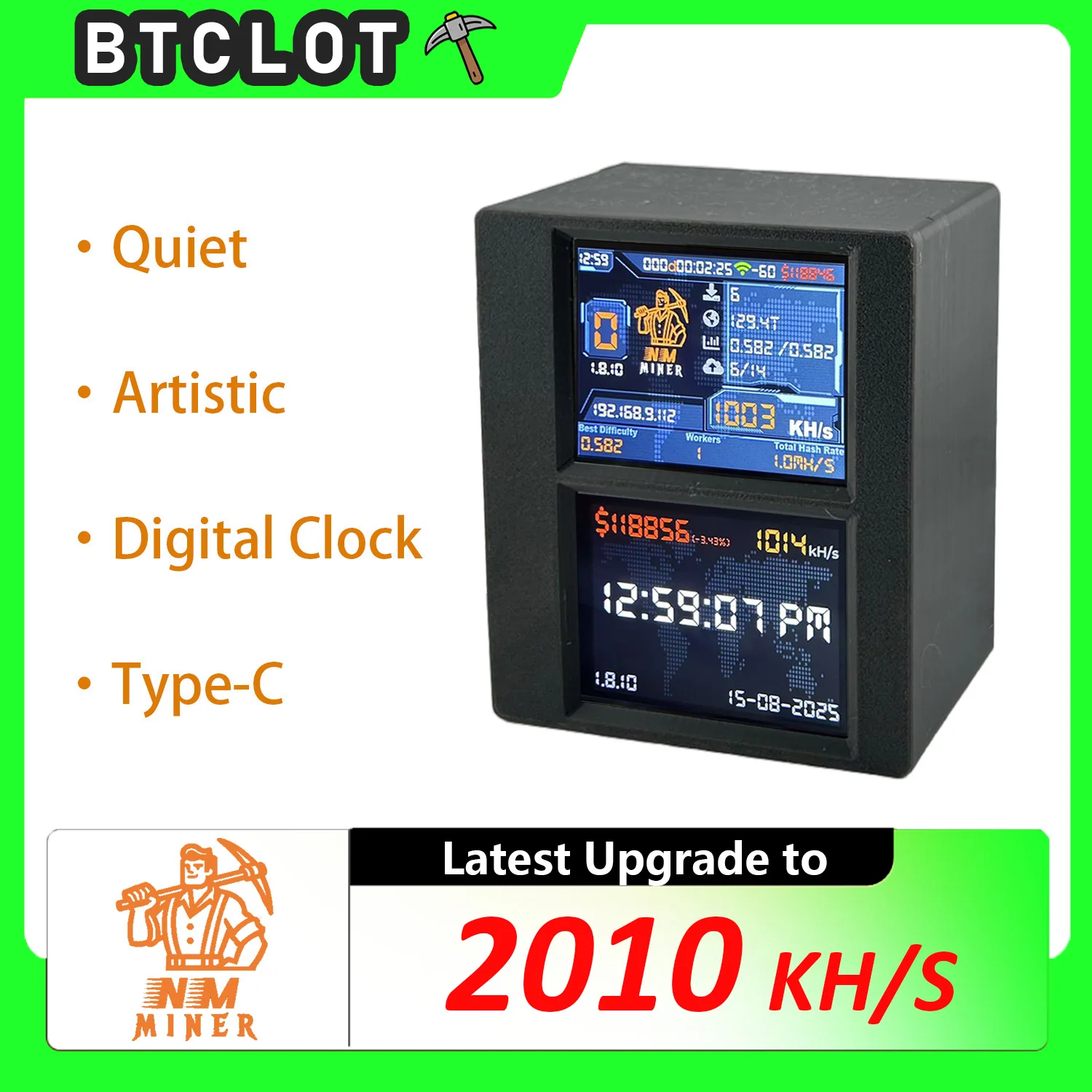 NMMiner Nerdminer V2 BTC Solo Miner Dual Screen Bitcoin Crypto Miner 2020KH/S With Fan BTC Solo Miner For Lottery