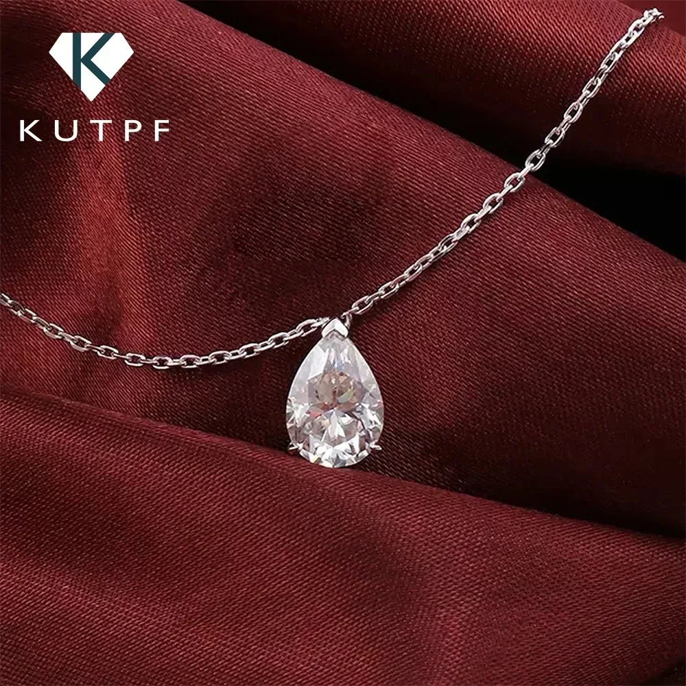 1-4 กะรัต Pear Cut Moissanite Solitaire Diamond จี้สร้อยคอที่มีใบรับรอง Waterdrop รูปร่าง 925 เงิน Neckchain สําหรับผู้หญิง