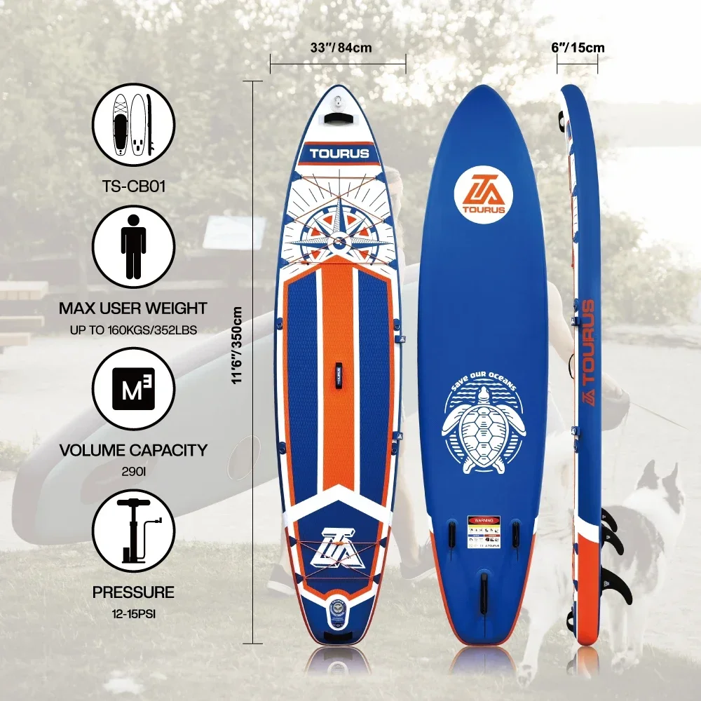 TS-CB01 Series OEM Water Sports Sup Board Surfboard, Traction Rope, Pump, Repair Kit, Backpack