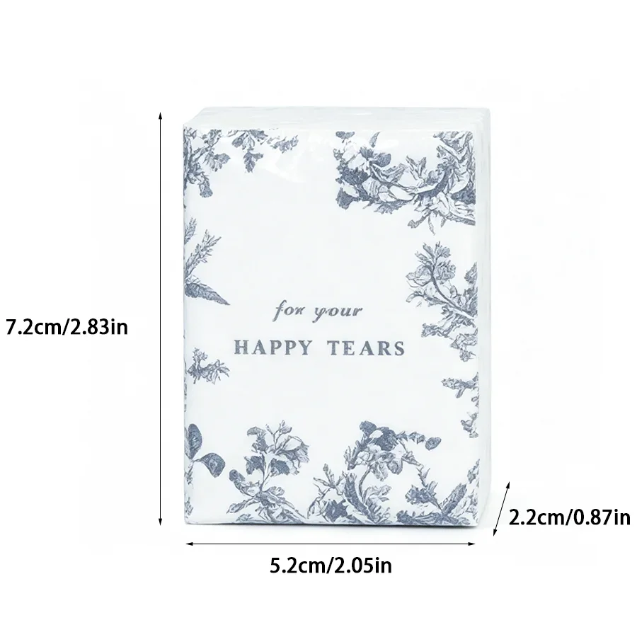 10/12/20pcs Floral Printed Pocket Facial Tissues Blue Botanical Travel Tissue Packs Soft Paper Handkerchiefs for Wedding XJM