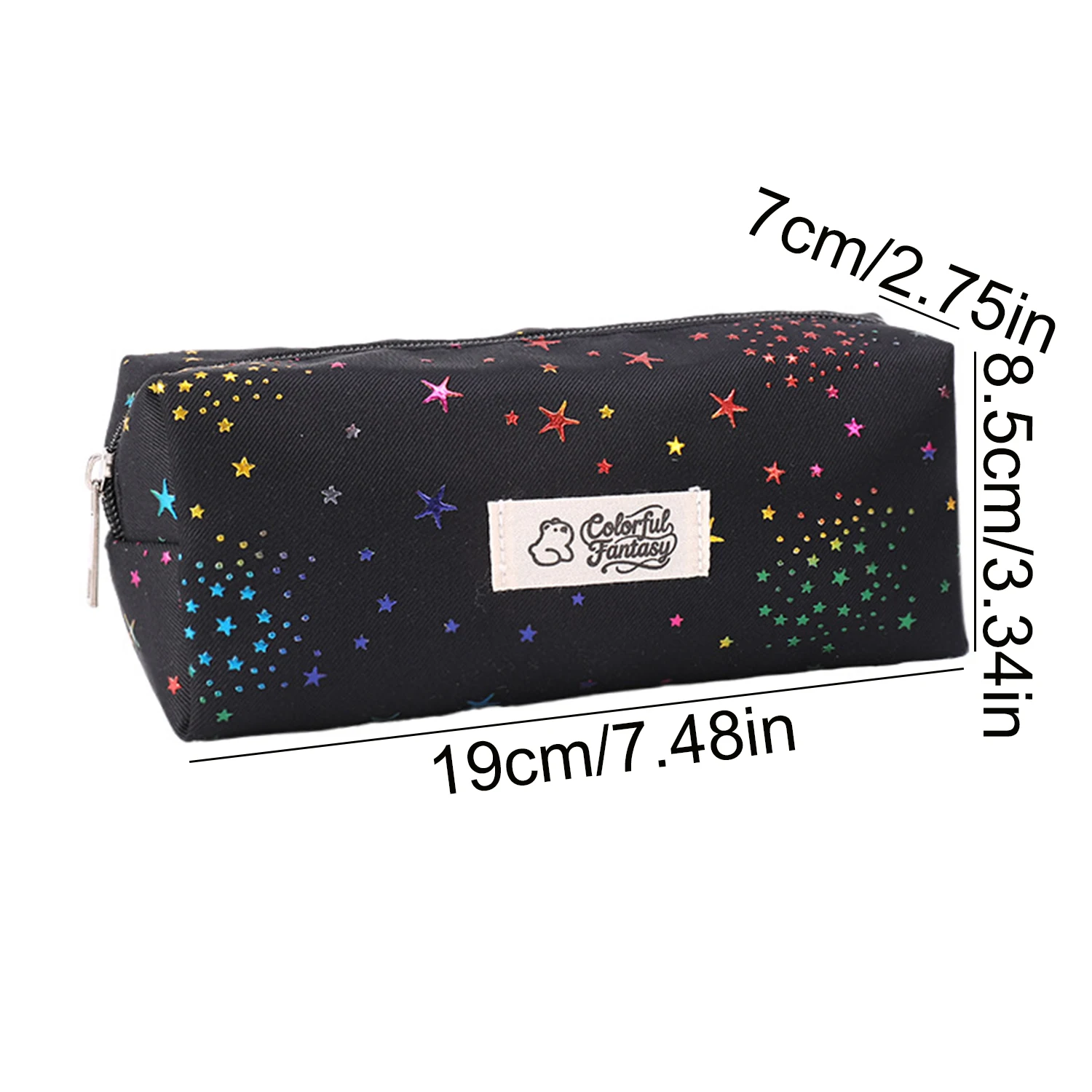 Cute Hot Stamping Star Canvas Pencil Case Multi Color Zipper Stationery Pouch Mini Makeup Bag For Girls School Desktop Organizer