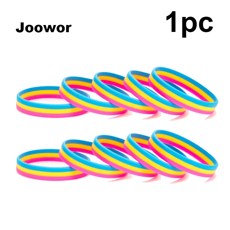 1pc Pansexual pride Flag Silicone Rubber Bracelets Sports Wrist Band Bangle for Women Men