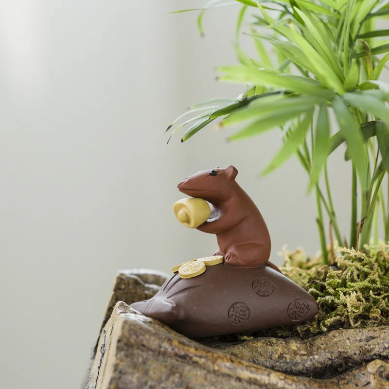 

Handmade Clay Mouse Tea Pet Spirit Figurines Tea Ceremony Utensils Coin Tea Set Room Decoration Chinese Zen Animal
