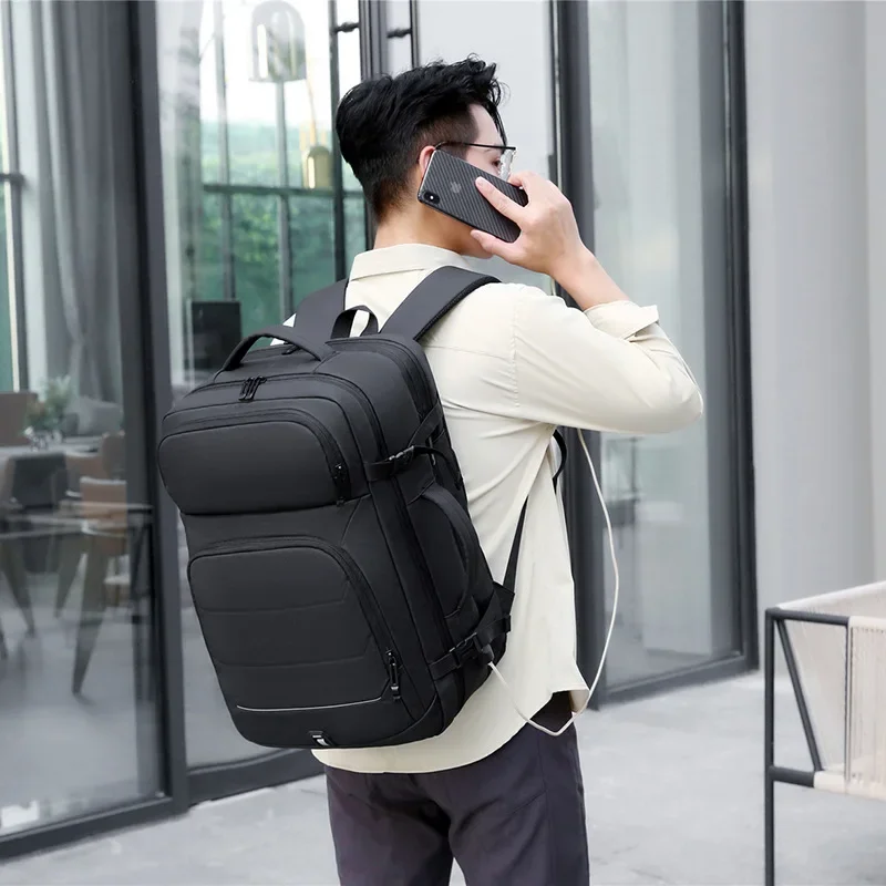 Mens Mochila 17.3 polegadas Laptop Bags Grande Capacidade Impermeável Expansível Masculino Business Travel Back Pack