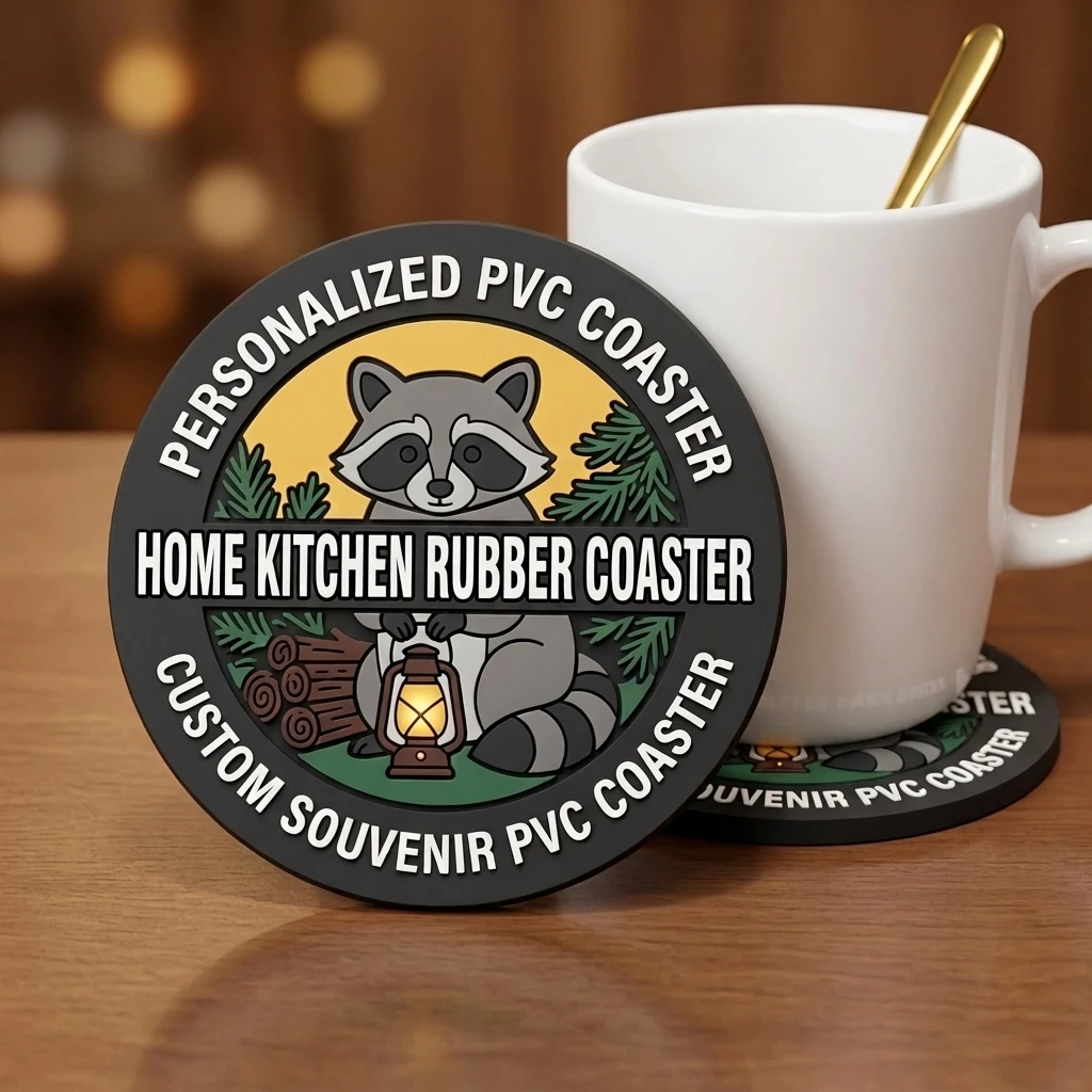 Custom Logo Round Soft Rubber PVC Drink Coaster Anti‑Slip Heat‑proof Cup Pad Household Table Protector