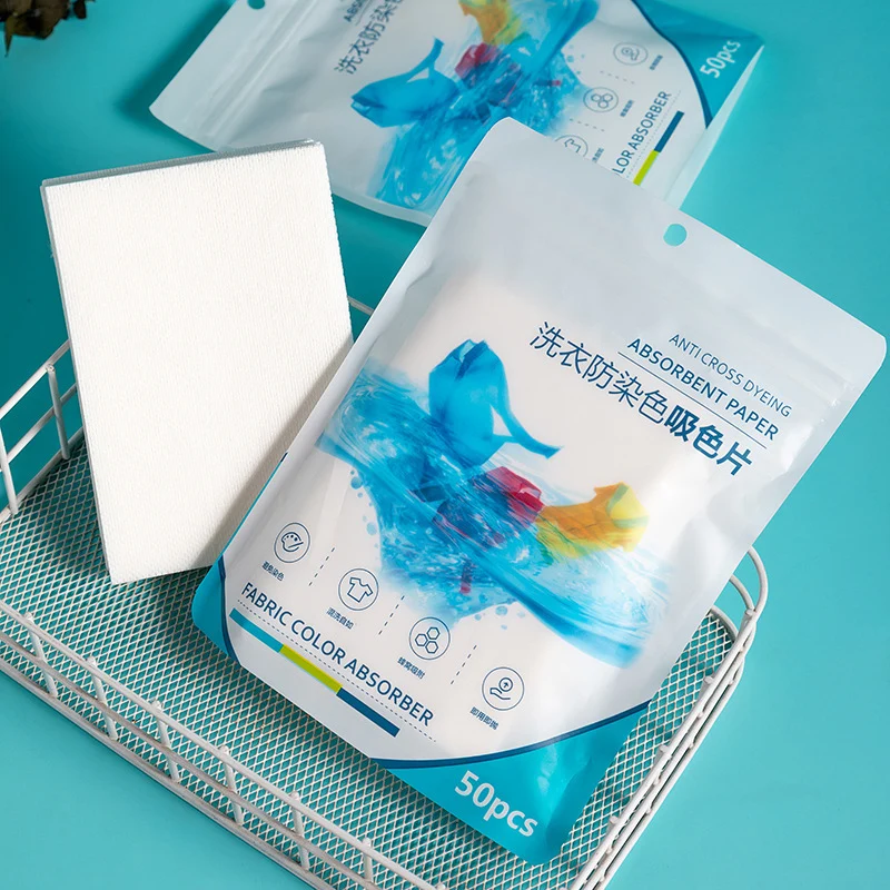 50 PCS/Bag Laundry Tablets Laundry Paper Anti-Staining Clothes Sheets Anti-String Mixing Color Absorption Washing Accessories