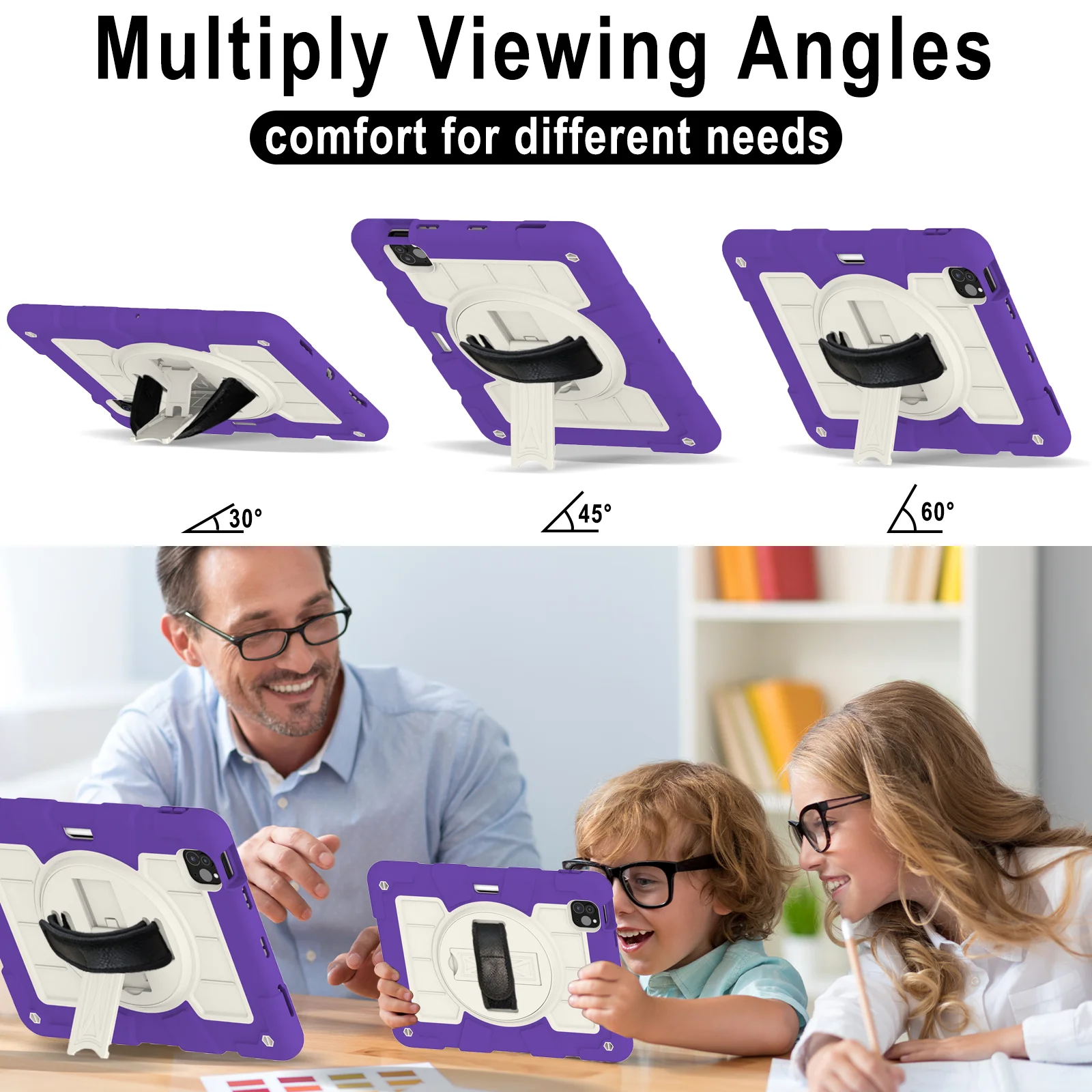 Robuste Hülle für iPad Air 11 M2 2024, Modell A2902, A2899 A2900, 360-Grad-Rüstung, Standabdeckung mit Schultergurt, stoßfest