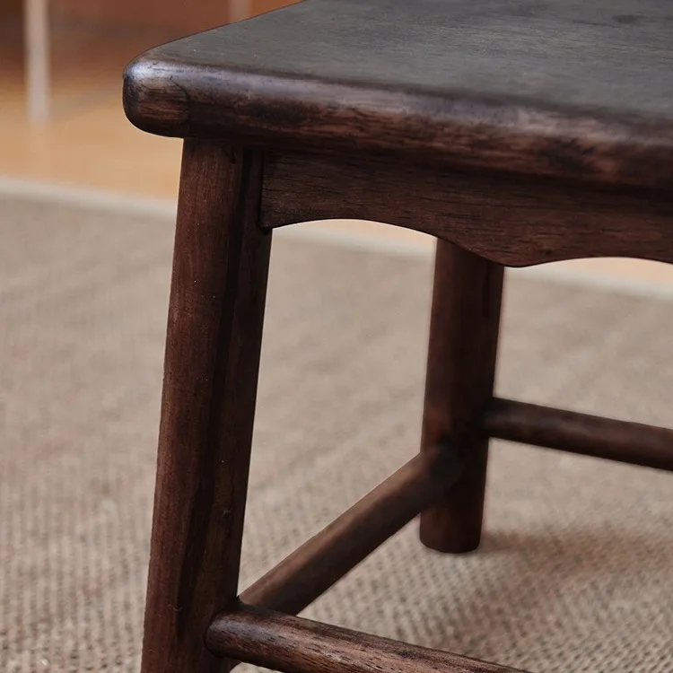Cross-border strict selection of large antique solid wood low stool rubber wood square stool Chinese tea stool household childre