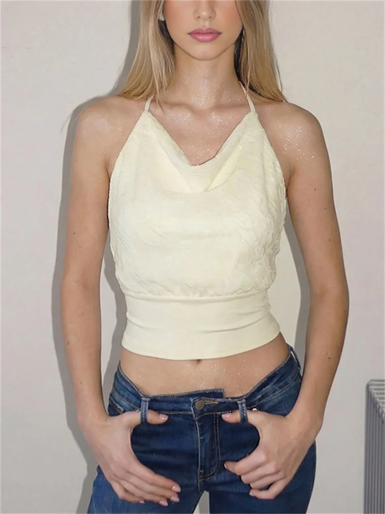 

Tossy Summer Lace Backless Tank Top Female Lace-Up Patchwork Sleeveless Sexy Bandage Y2k Cropped Top Women's V-Neck Vest 2026