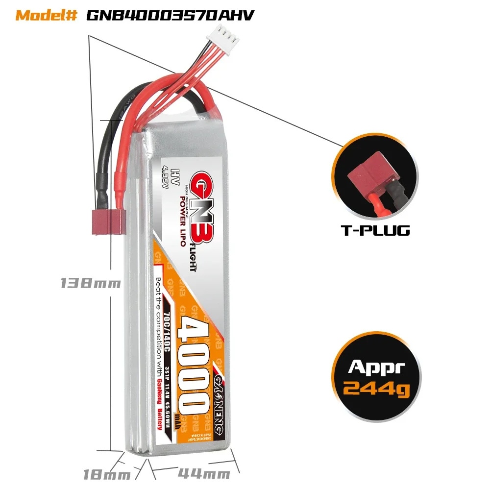 GAONENG GNB 4000mAh HV 3S 70C 140C 11.4V DEANS LiPo Battery RC Truck  Airplane Helicopter MultiCopter Boat Hobbies