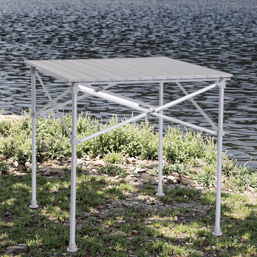 

Easy Carry Aluminum Modern Outdoor Table for Camping Fishing BBQ and Garden Durable Folding Design