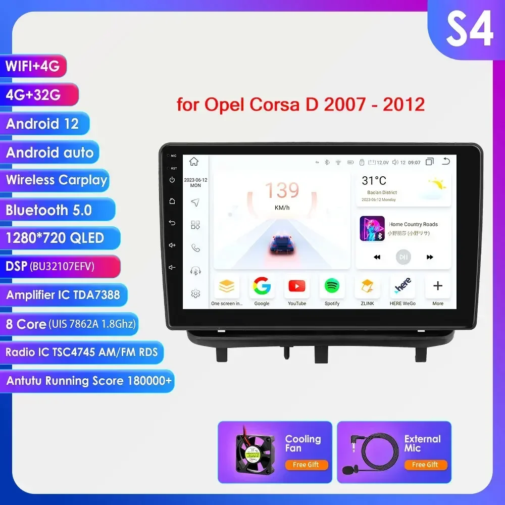 Hizpo 9 ''360 Camera 2Din Android Autoradio voor Opel Corsa D 2007-2012 Auto Multimedia GPS 4G Carplay Intelligent Scherm Autoradio