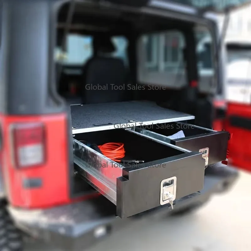 4x4 SUV Aluminum Drawer System - Vehicle Van Rear Cargo Bed Organizer Sliding Security Trunk Locker for Tool Storage