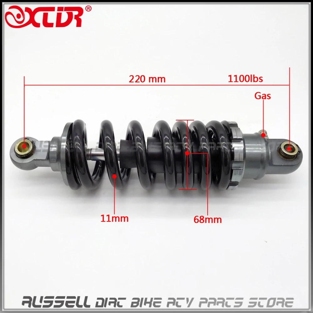 

220mm Red Silver Titanium Rear Air Shock Absorber Suspension For Honda Monkey Bike Motocross Dirt Pit Bike ATV Quad 1100lbs