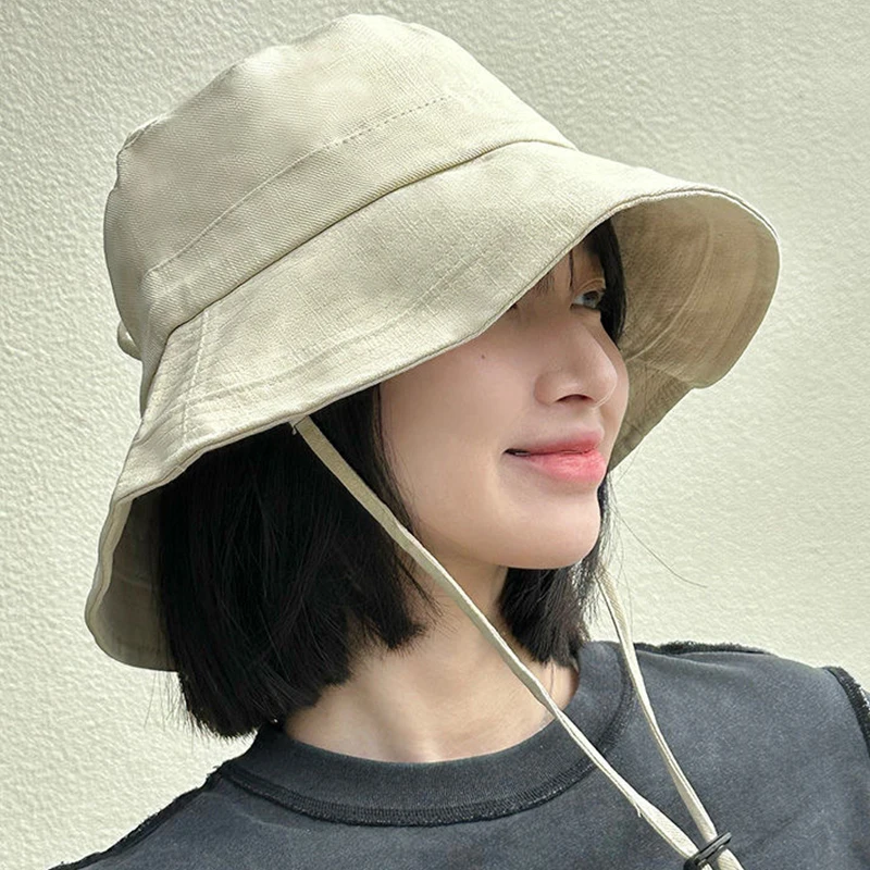 Summer Lady Fisherman Hat Stylish Lace-up Women\'s Fisherman Hat with Wide Brim Anti-uv Protection Cap for Sunshade Windproof