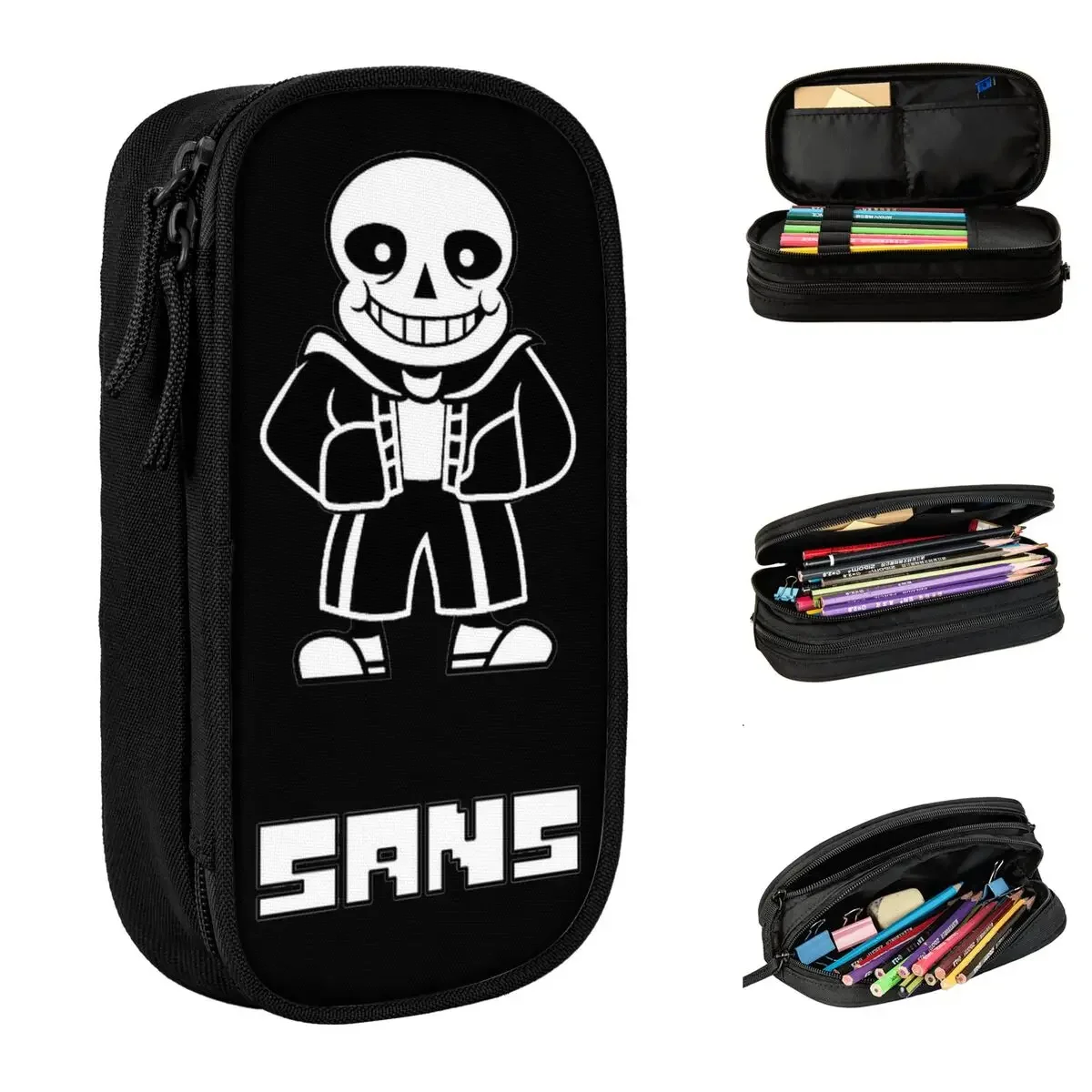 

Cute Sans Papyrus Undertale Pencil Cases Gaming Pencilcases Pen Holder Big Capacity Bags School Supplies Cosmetic Stationery