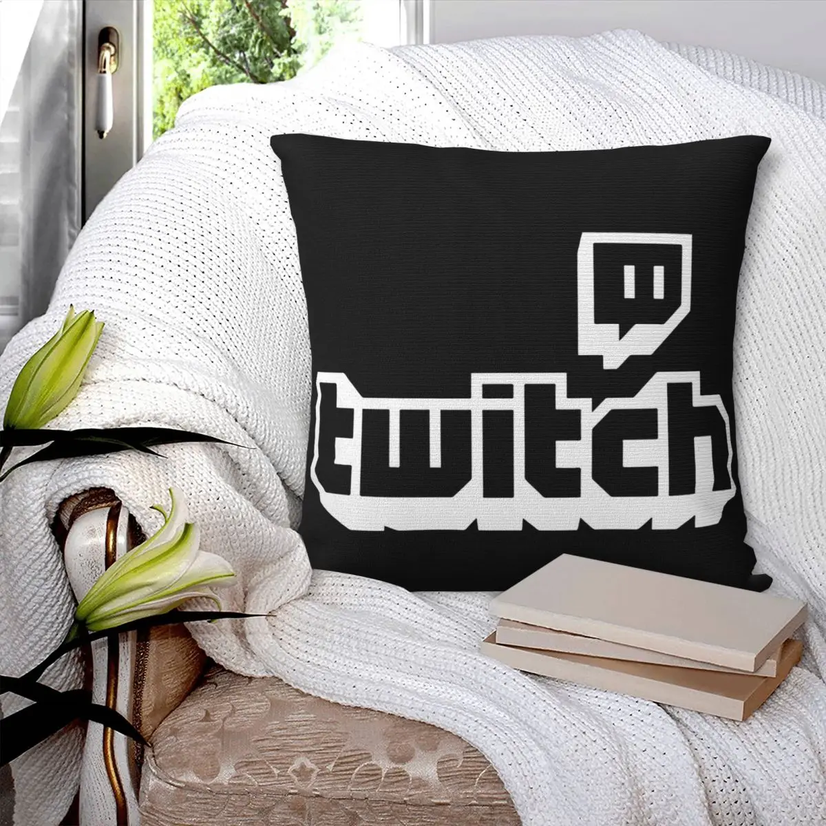 Twitch Tv Purple Gaming Pillowcase Cushion Modern Suitable For Sofa Retro Sofa Decorating Living Room Customizable