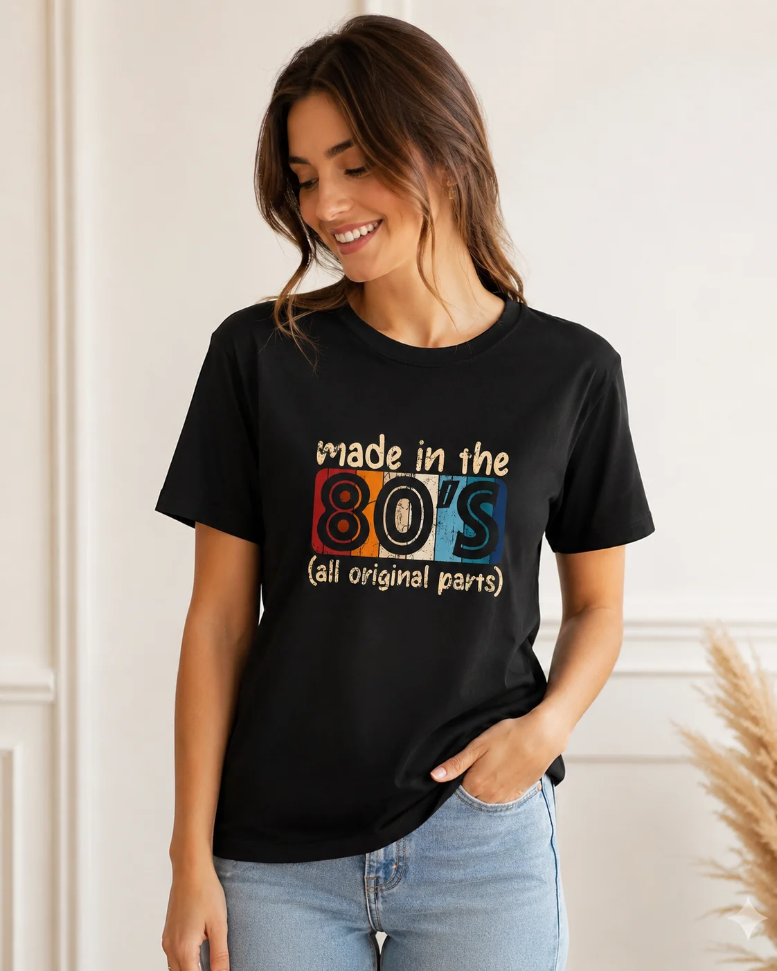 Retro 80s Women's Retro T-shirt Soft Skin Friendly Fabric Round Neck Casual Shirt Made in 80s Cotton Shirt Top Size Up
