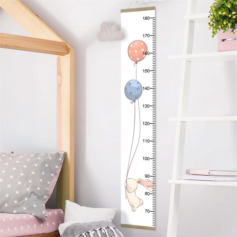 Cartoon Rabbit Animals Height Measurement Guage Meter Wall Hanging Decor for Children\'s Kids Interior Room Balloon Growth Chart