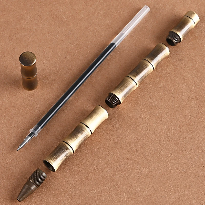 Outdoor Brass Hand - Made Pen, Bamboo Section Tactical Pen, Self - Defense Defense Pen, Edc,H978