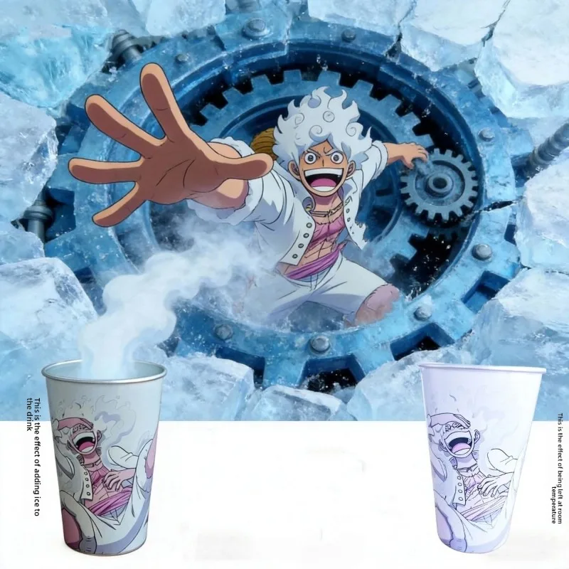 

New One Piece Creative Animation Genuine Nika Fifth Gear Luffy Peripheral Ice Feeling Color Changing Aluminum Cold Water Ice Cup