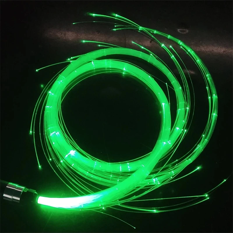 Hot Sale LED Fiber Optic Dance Whip Light Up Multicolor Flash Light USB Rechargeable 360° Swivel Glowing Waving Luminous Light