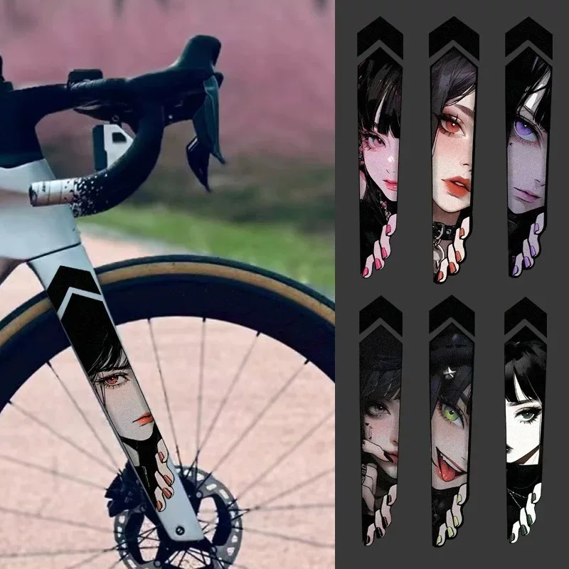 

1SET Anime Girl Bicycle Sticker Multi-Style Decorative Decal for Bike Frame Creative Vehicle Decor Accessories