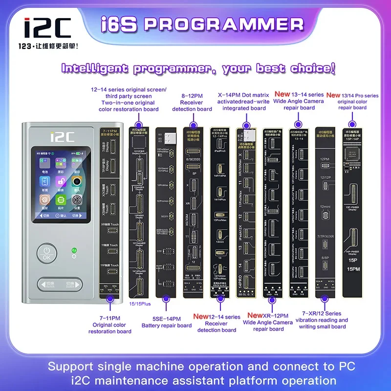 I2C i6S 10 IN 1 Programmer For iPhone 6-15 Pro Max Original Color Battery Health Face ID Dot Matrix Function Recover Repair Tool